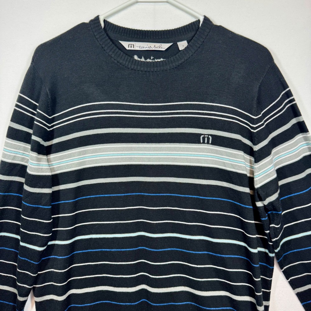 Travis Mathew Striped‎ Sweater Golf Crew Neck Pullover Knitwear Mens Sz Medium